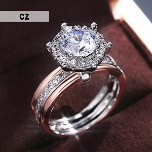 ⚜️[𝟯𝟬%𝗢𝗙𝗙|𝗯𝘂𝗻𝗱𝗹𝗲𝘀 𝟯+]⚜️CZ Big Round Cut Halo Ring NEW